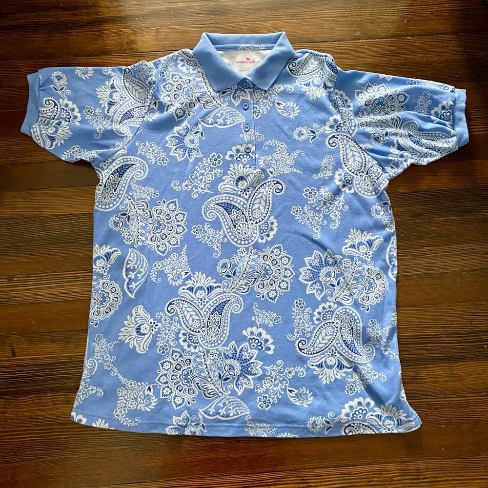 Woman Within Paisley Polo Top